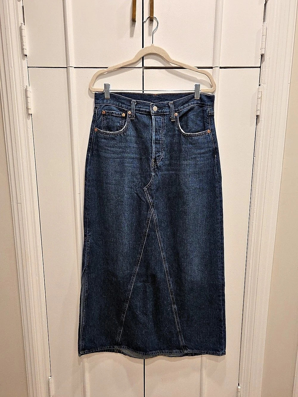 Levi's Long Icon Skirt Denim A-Line Skirt Blue Waist 30
